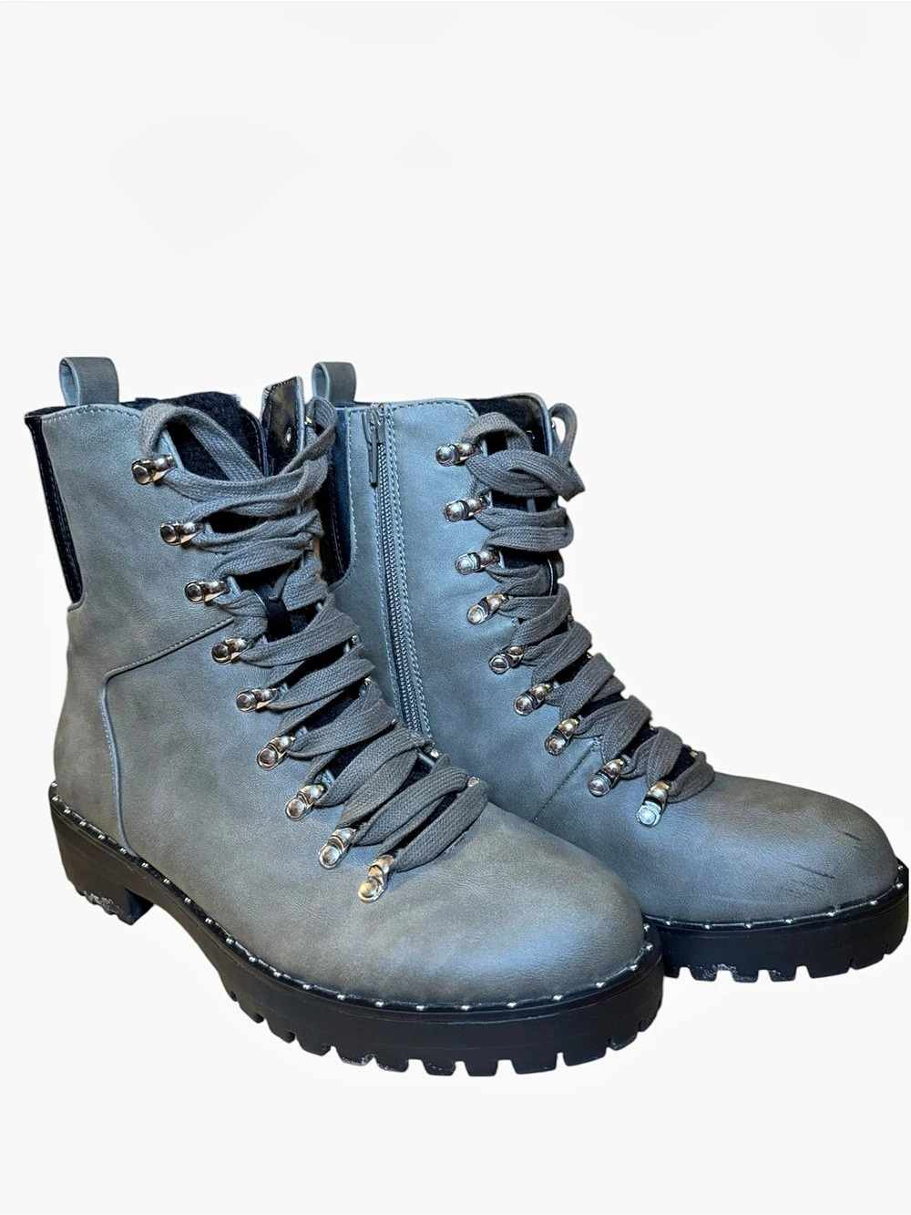 Dolce Vita Lace-Up Combat Boots Gray US 7.5
